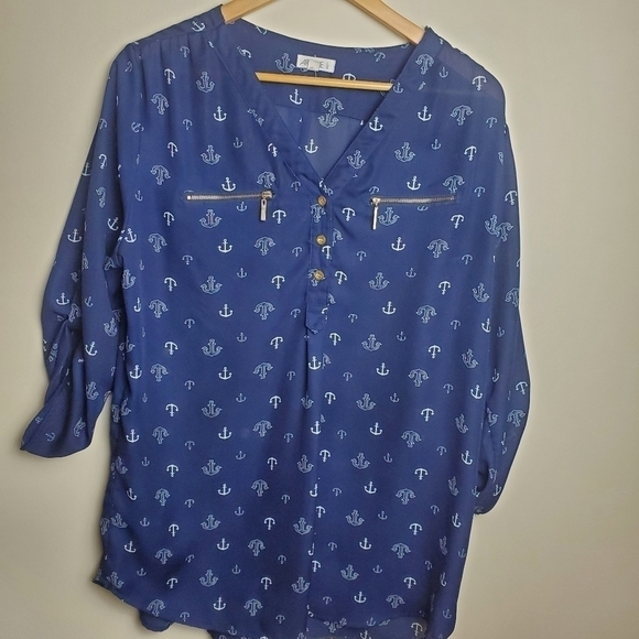 ARDENE roll up sleeve sheer top Size Large - Picture 1 of 7